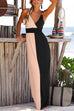 Camilladress V Neck Waisted Color Block Maxi Cami Dress