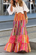 Camilladress Elastic Waist Ruffle Tiered Color Block Printed Maxi Skirt