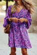 Camilladress Wrap V Neck 3/4 Sleeves Tie Waist Floral Print Dress