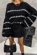 Camilladress Lantern Sleeves Color Block Chunky Knit Sweater