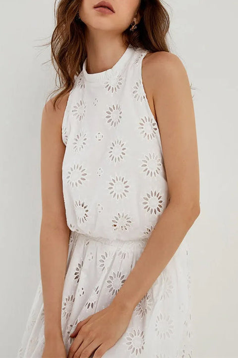 Camilladress Sleeveless Lace Hollow Out Crop Top