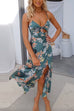 Camilladress Floral Print Tie Front Cut Out Slit Midi Cami Dress