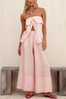 Camilladress Strapless Ruffle Slit Top Elastic Waist Wide Leg Pants Set