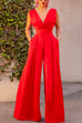 Camilladress Sleeveless Deep V Neck High Waist Wide Leg Jumpsuit