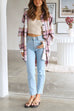 Camilladress Curve Hem Color Block Plaid Shacket Jacket