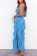 Camilladress V Neck Side Slit Frills Maxi Cami Dress