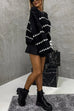 Camilladress Lantern Sleeves Color Block Chunky Knit Sweater