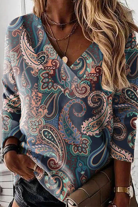 Camilladress V Neck Long Sleeves Unique Print Top