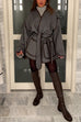 Camilladress Open Front Pocketed Splice Coat with Belt