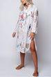 Camilladress V Neck Long Sleeves Side Split Embroidery Shirt Dress