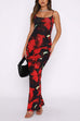 Moxidress U Neck Hibiscus Print Bodycon Maxi Cami Dress