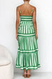 Camilladress Spaghetti Strap Tiered Color Block Striped Maxi Dress