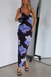 Camilladress V Neck Spaghetti Strap Back Slit Floral Maxi Dress