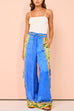 Camilladress Bow Tie Side Split Cami Top Wide Leg Pants Printed Satin Set