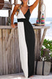 Camilladress V Neck Waisted Color Block Maxi Cami Dress