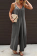 Camilladress Solid Scoop Neck Wide Leg Baggy Cami Jumpsuit