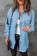 Camilladress Pearls Beading Raw Hem Distressed Denim Shirt Jacket