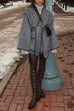 Camilladress Open Front Pocketed Splice Coat with Belt