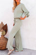 Camilladress Round Neck Pullover Drawstring Waist Wide Leg Pants Loungewear Set