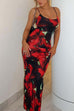 Moxidress U Neck Hibiscus Print Bodycon Maxi Cami Dress