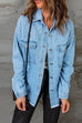 Camilladress Pearls Beading Raw Hem Distressed Denim Shirt Jacket