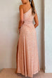 One Shoulder Drawstring Cut out High Slit Sequin Maxi Dress