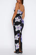 Camilladress V Neck Spaghetti Strap Back Slit Floral Maxi Dress