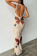 Camilladress V Neck Sleeveless Open Back Side Slit Printed Maxi Dress