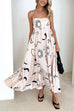 Camilladress High Waist Graffiti Print Ruffle Swing Maxi Cami Dress