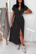 Camilladress V Neck Tie Waist Polka Dot Maxi Wrapped Dress