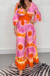 Camilladress V Neck Bell Sleeves Smocked Waist Wide Leg Printed Jumpsuit