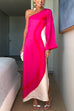 Camilladress One Shoulder Long Sleeve Side Slit Tie Dye Maxi Dress