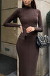 Camilladress Mockneck Long Sleeves Bodycon Knit Maxi Dress