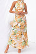 Camilladress Tie Neck Backless Floral Printed Maxi Flowy Dress