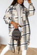 Camilladress Lapel Button Down Midi Plaid Outwear with Pockets