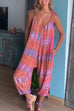 Camilladress V Neck Tie Shoulder Pockets Tie Dye Cami Jumpsuit