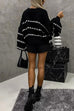 Camilladress Lantern Sleeves Color Block Chunky Knit Sweater