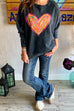 Drop Shoulder Casual Heart Grahic Printed SweatShirt