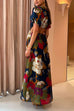 Camilladress Puff Sleeve Cut Out Waist Floral Maxi Swing Dress