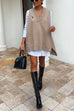 Camilladress Sleeveless V Neck Side Split Loose Sweater Vest