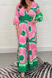 Camilladress V Neck Bell Sleeves Smocked Waist Wide Leg Printed Jumpsuit