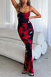 Moxidress U Neck Hibiscus Print Bodycon Maxi Cami Dress