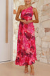 Camilladress One Shoulder Asymmetrical Pleated Floral Maxi Dress