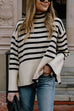 Camilladress Striped Tuetleneck Side Split Pullover Sweater