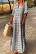 Camilladress V Neck Long Sleeves Tiered Printed Maxi Dress