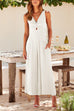 Camilladress Ruched V Neck Cut Out Sleeveless Wide Leg Jumpsuit