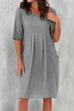 Camilladress Half Sleeve Ruched Shift Cotton Linen Dress