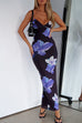 Camilladress V Neck Spaghetti Strap Back Slit Floral Maxi Dress