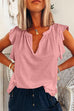 Camilladress V Neck Solid Ruffle T-shirt