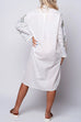 Camilladress V Neck Long Sleeves Side Split Embroidery Shirt Dress